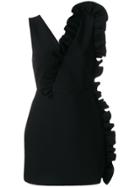 Msgm Asymmetric Ruffle Mini Dress - Black