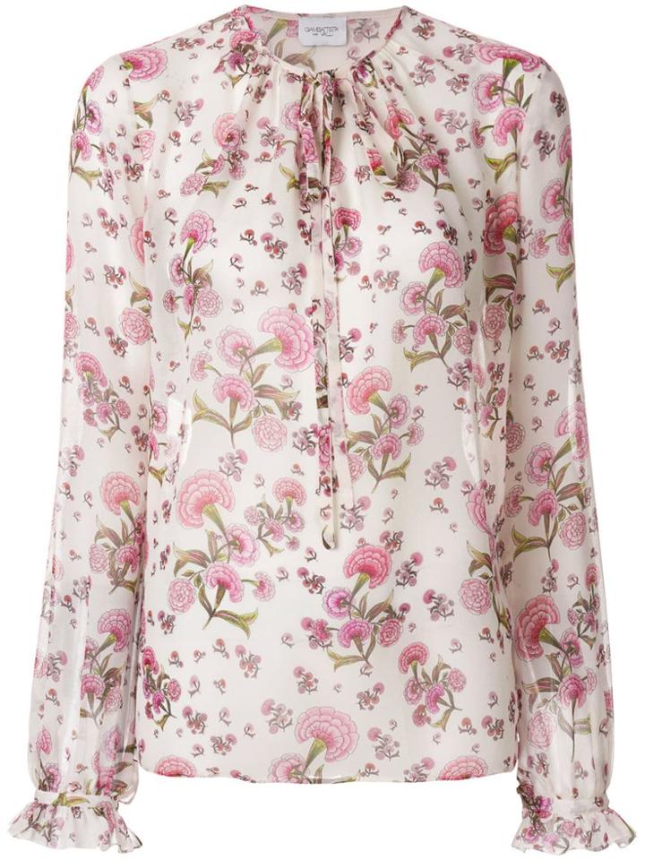 Giambattista Valli Tie Neck Floral Blouse - Neutrals