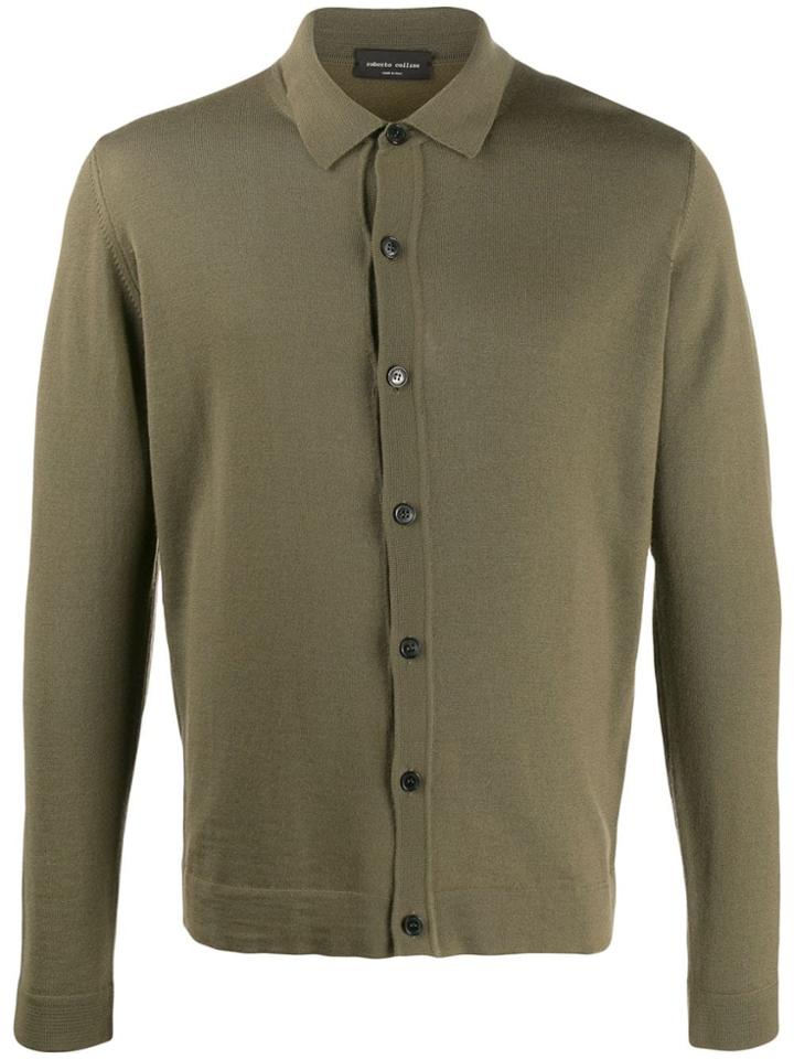 Roberto Collina Pointed Collar Cardigan - Green