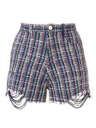 Iro Embroidered Fitted Shorts - Blue