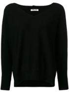 Max & Moi Loose Fit V-neck Sweater - Black
