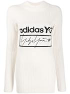 Y-3 Central Logo Ribbed Knit Sweater - White