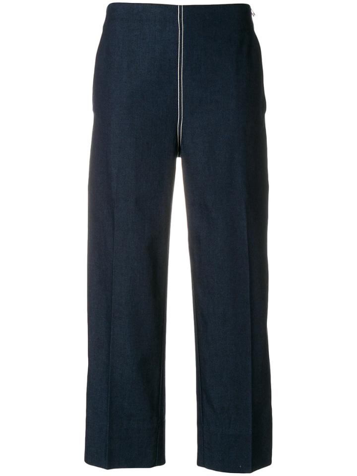 Cédric Charlier Wide Leg Cropped Trousers - Blue