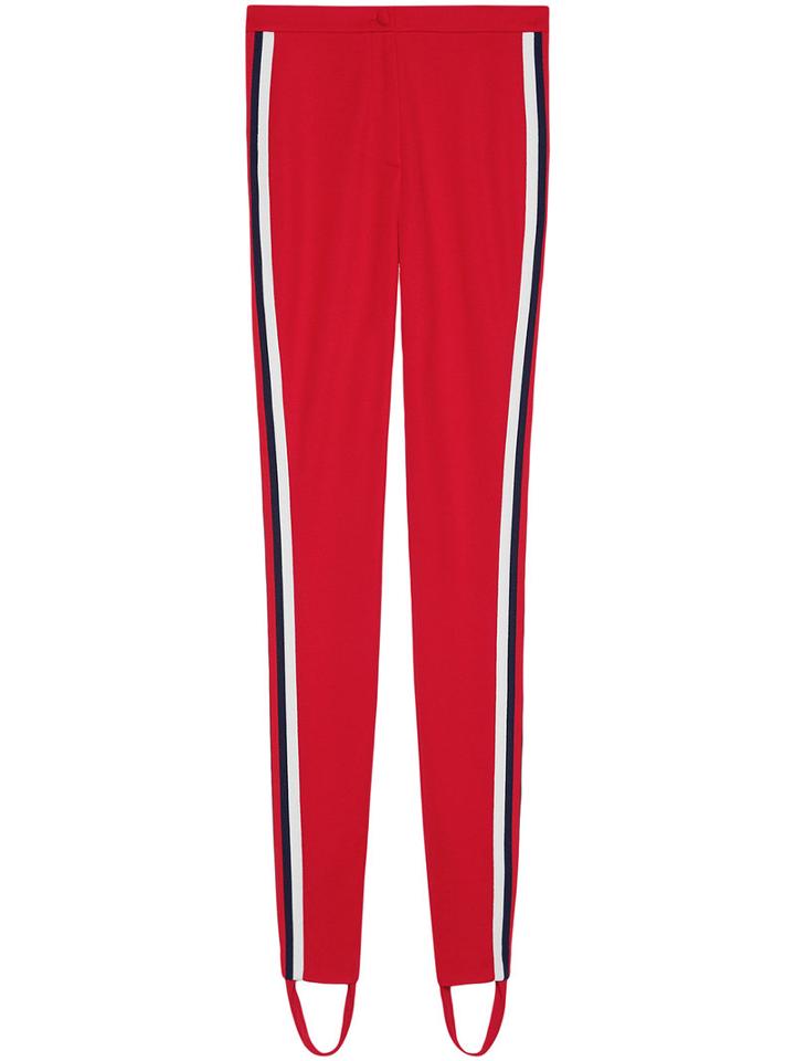 Gucci - Jersey Stirrup Legging With Web - Women - Cotton/polyester - Xs, Red, Cotton/polyester