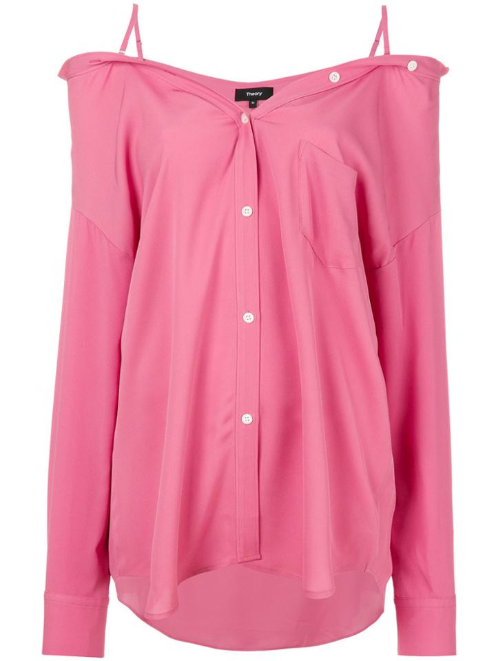 Theory Off Shoulder Shirt - Pink & Purple