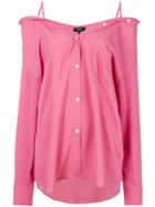 Theory Off Shoulder Shirt - Pink & Purple