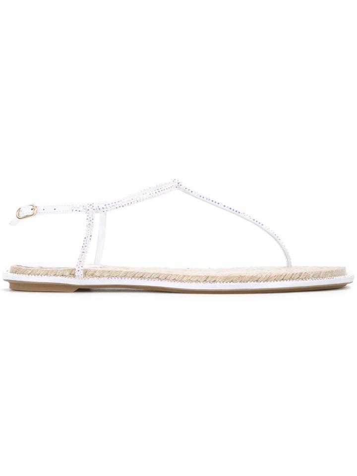 René Caovilla Embellished Sandals - White