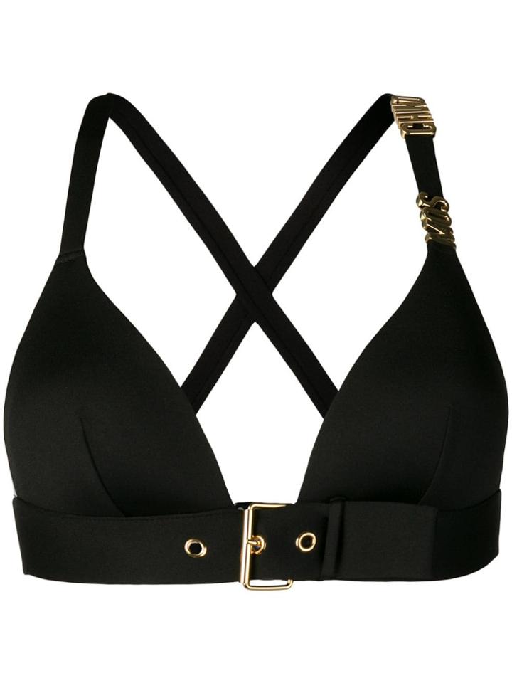 Moschino Buckle-detail Bikini Top - Black