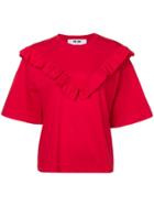 Msgm Ruffle Detail T-shirt - Red