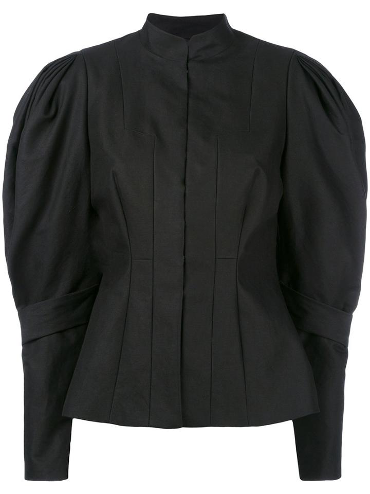 Dries Van Noten - Puffed Sleeve Blouse - Women - Cotton/linen/flax - 38, Women's, Black, Cotton/linen/flax