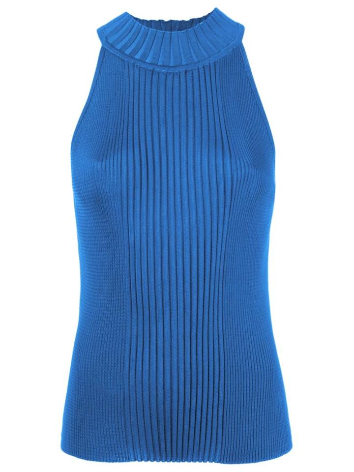 Gig Sleeveless Ribbed Knit Blouse, Women's, Size: G, Blue, Viscose