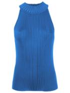 Gig Sleeveless Ribbed Knit Blouse, Women's, Size: G, Blue, Viscose
