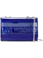 Love Moschino Opaque Striped Logo Shoulder Bag - Blue
