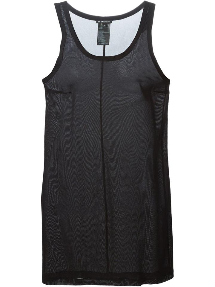 Ann Demeulemeester Short Tank Dress, Women's, Size: 38, Black, Silk/spandex/elastane