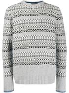 Prada Striped Intarsia Sweater - Grey