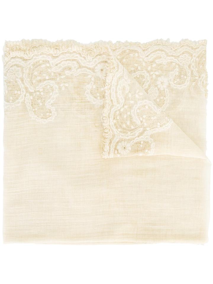 Faliero Sarti Embroidered Scarf, Women's, Nude/neutrals, Cotton/viscose/polyester