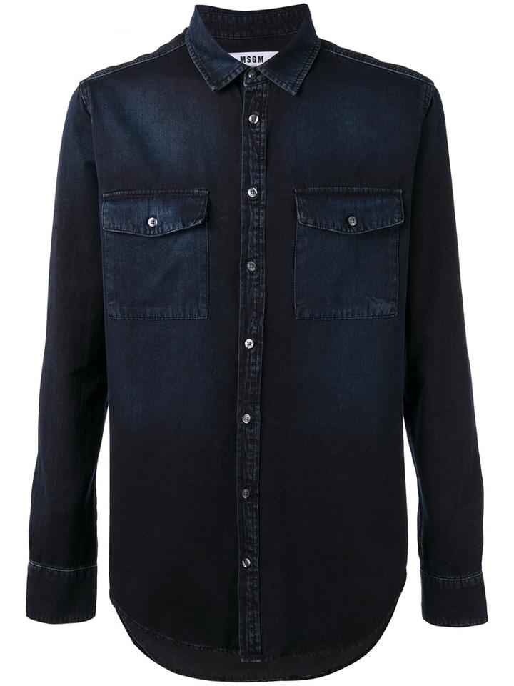 Msgm Denim Shirt, Men's, Size: 43, Black, Cotton