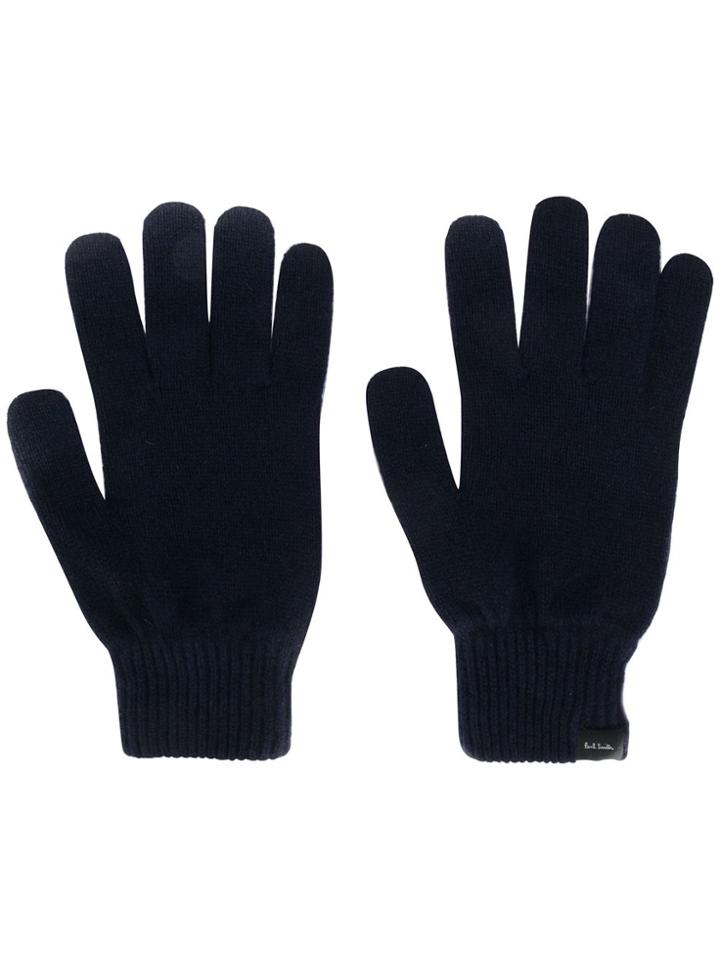 Paul Smith Ribbed Cashmere Gloves - Blue