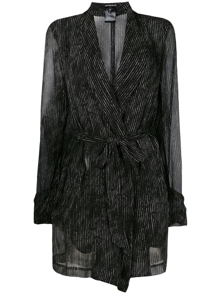 Ann Demeulemeester Sheer Striped Tie Jacket - Black