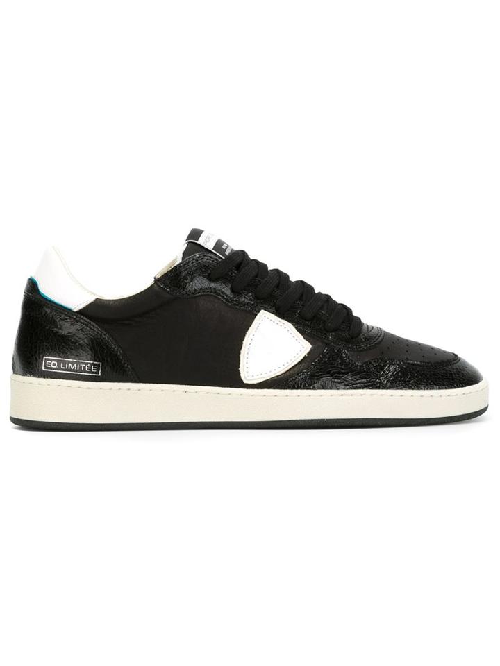 Philippe Model Logo Patch Sneakers, Men's, Size: 44, Black, Calf Leather/rubber