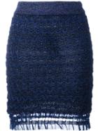 Kenzo Lace Hem Skirt, Women's, Size: Large, Blue, Polyamide/polyester/viscose/metallized Polyester