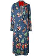 Floral Double-breasted Coat - Women - Silk/polyester/spandex/elastane - M, Blue, Silk/polyester/spandex/elastane, Diane Von Furstenberg