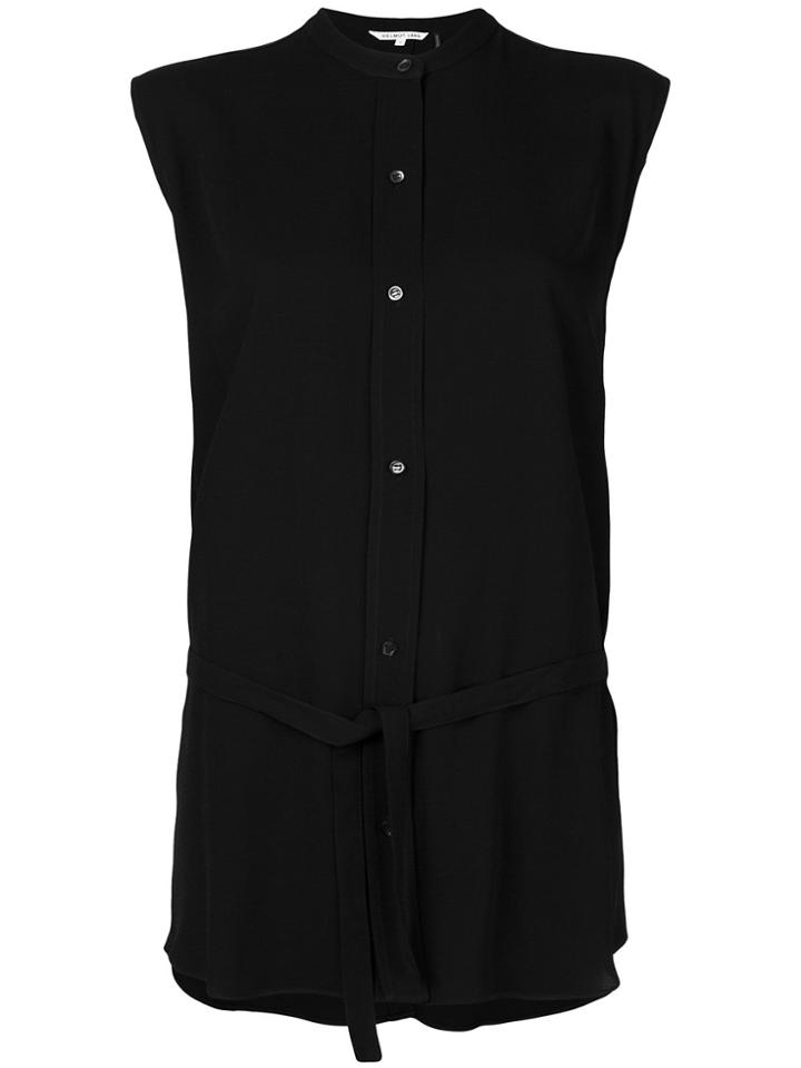 Helmut Lang Mandarin Neck Belted Shirt - Black