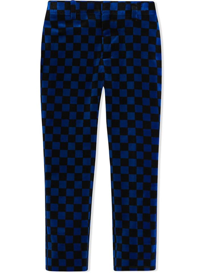 Burberry Kids Chequer Stretch Velvet Trousers - Blue