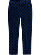 Burberry Kids Chequer Stretch Velvet Trousers - Blue