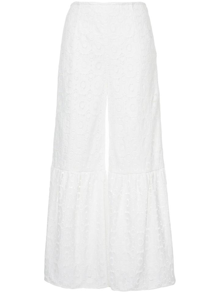 Cityshop Lace Cropped Palazzo Trousers - White