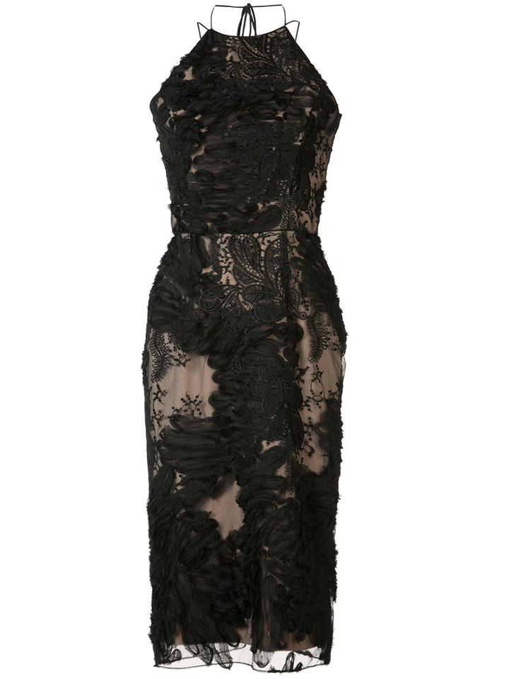 Marchesa Notte Floral Dress, Women's, Size: 14, Black, Nylon