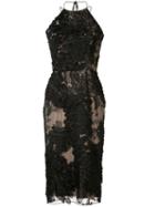 Marchesa Notte Floral Dress, Women's, Size: 14, Black, Nylon