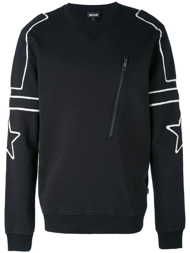 Contrast Sweatshirt - Men - Cotton - L, Black, Cotton, Just Cavalli