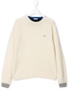 Sun 68 Kids Embroidered Logo Jumper - White