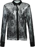Off-white Lace Detail Shirt, Size: Small, Black, Silk/viscose/polyamide
