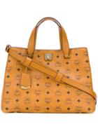 Mcm Signature Visetos Coated Canvas Tote - Brown