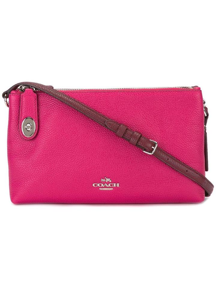Coach Zip Up Cross Body Bag, Pink/purple, Leather