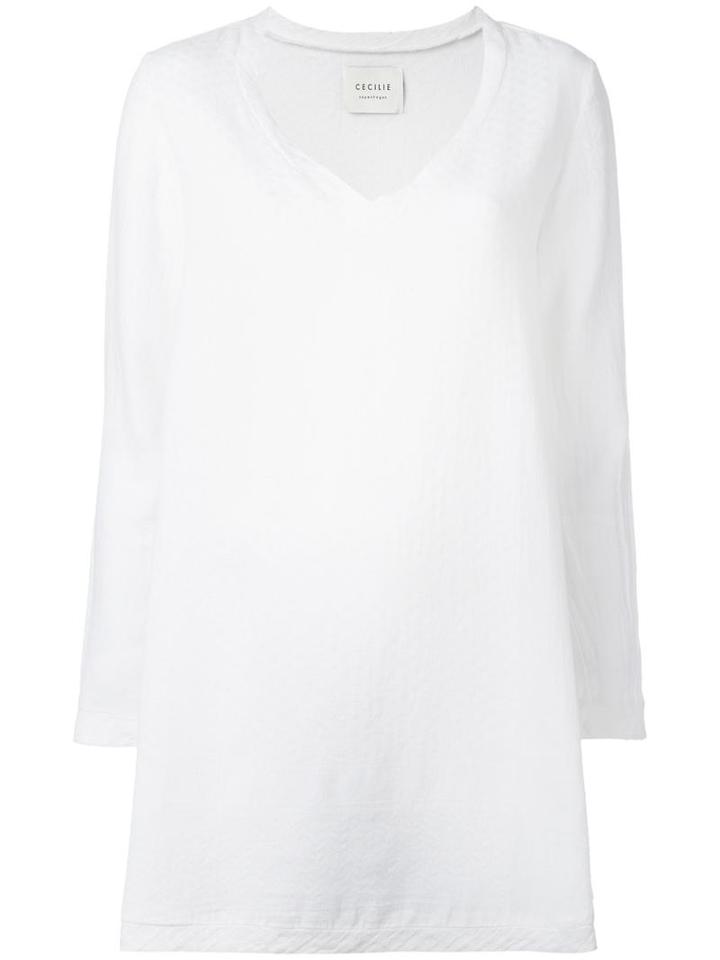V-neck Dress, Women's, White, Cotton, Cecilie Copenhagen