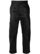 Cedric Jacquemyn Cropped Waxed Trousers - Black