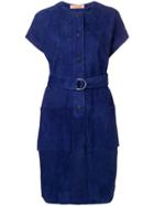 Yves Salomon Belted Long Jacket - Blue