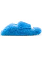 Sergio Rossi Fur Mules - Blue