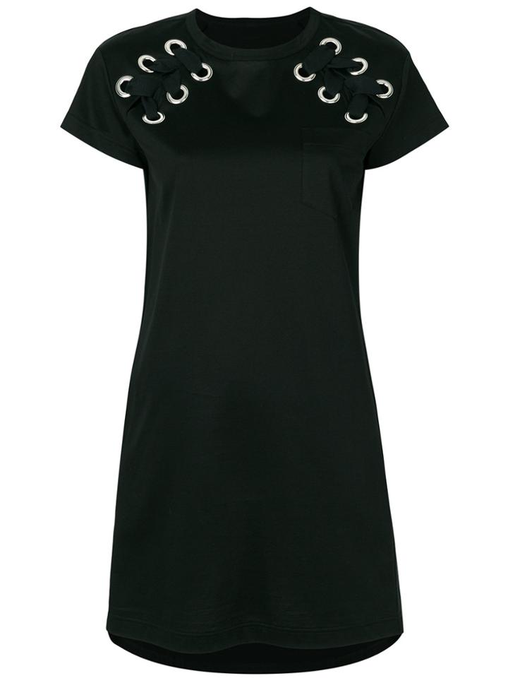 Sacai Eyelet Laced T-shirt Dress - Black
