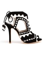 Sophia Webster Open Toe Riko High Heels, Women's, Size: 37.5, Black, Leather/suede