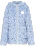 Miu Miu Hooded Zip-up Faux-fur Jacket - Blue