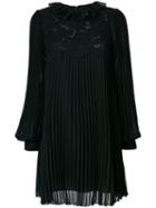 Philosophy Di Lorenzo Serafini - Lace Detail Pleated Dress - Women - Polyester/cotton/polyamide - 42, Black, Polyester/cotton/polyamide