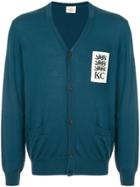 Kent & Curwen Logo V-neck Cardigan - Blue