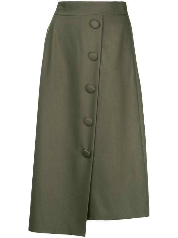 Liya Buttoned High Waisted Skirt - Green