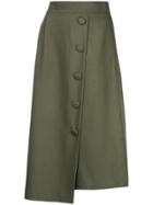 Liya Buttoned High Waisted Skirt - Green