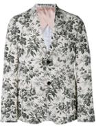 Gucci Tailored Floral Print Blazer, Men's, Size: 52, White, Cotton/cupro