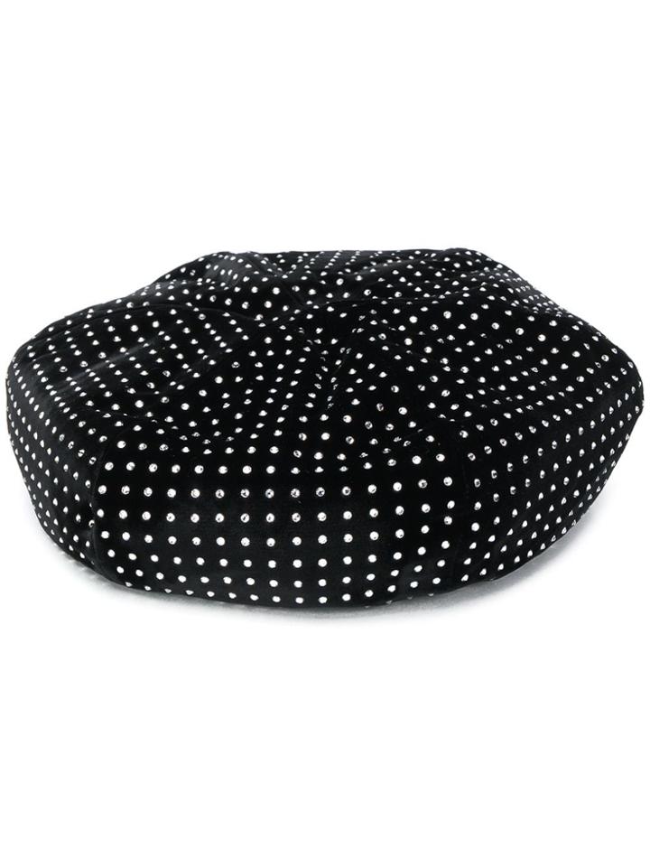 Saint Laurent Crystal-embellished Beret - Black